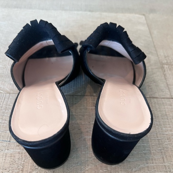 GUCCI Black Suede Fringe Mules - Picture 10 of 11